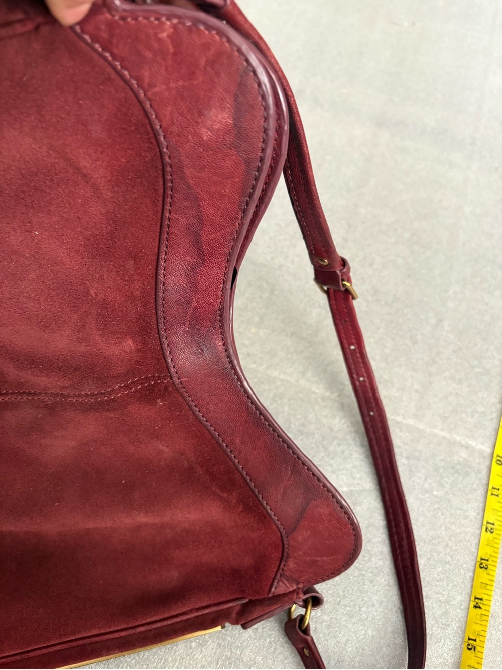 Club Monaco Burgundy Suede Leather Shoulder Bag with Leather Trim - Picture 5 of 14